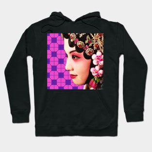 Chinese Opera Star with Pink and Purple Tile Floor Pattern- Hong Kong Retro Hoodie